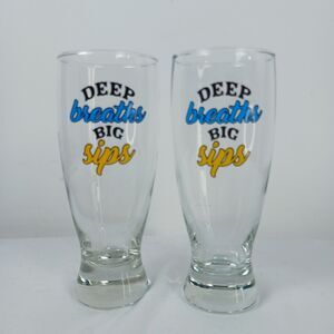 Cristar Pilsner Glasses Set Of 2 Deep Breaths Big Sips